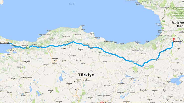 istanbul ardahan arasi kac km istanbul kac km