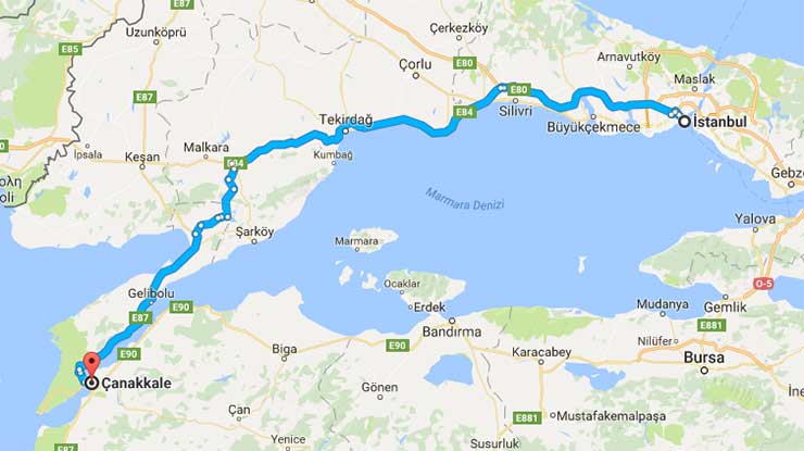 istanbul canakkale arasi kac km istanbul kac km