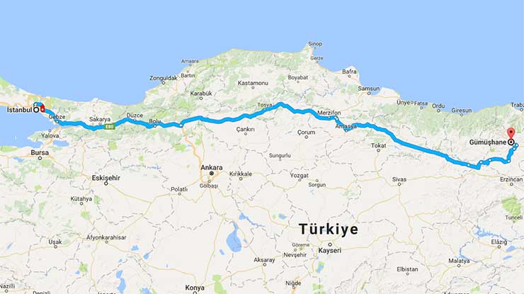 istanbul gumushane arasi kac km istanbul kac km